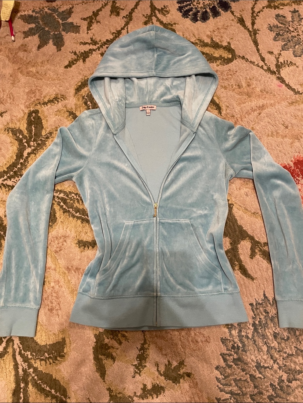 Juicy Couture teal zip up w/ gold accents